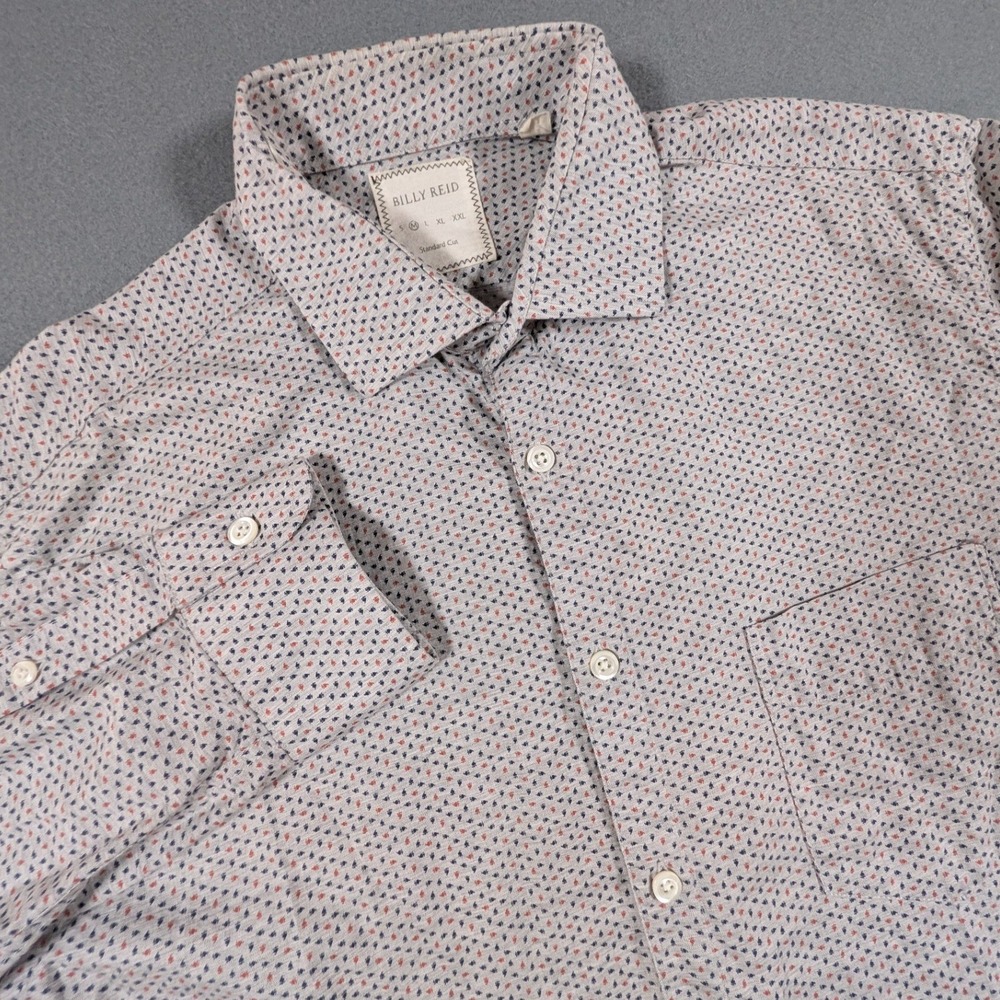 Billy Reid Button Down Shirt Mens Medium Standard Cut Micro Print Long Sleeve
